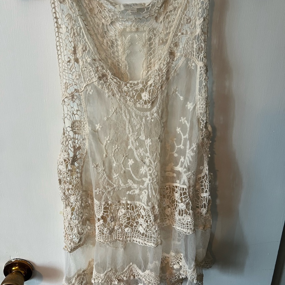 Umgee Cream Lace Tank Top